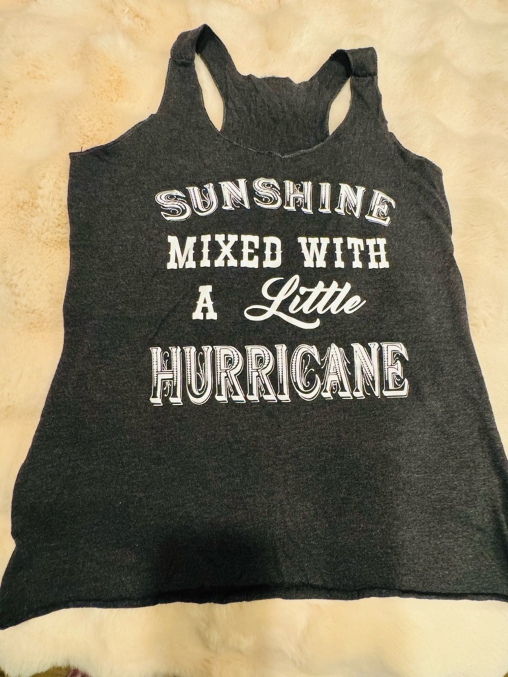 Graphic Racerback Tank Top - 'Sunshine Mixed With A Little Hurricane' - Black